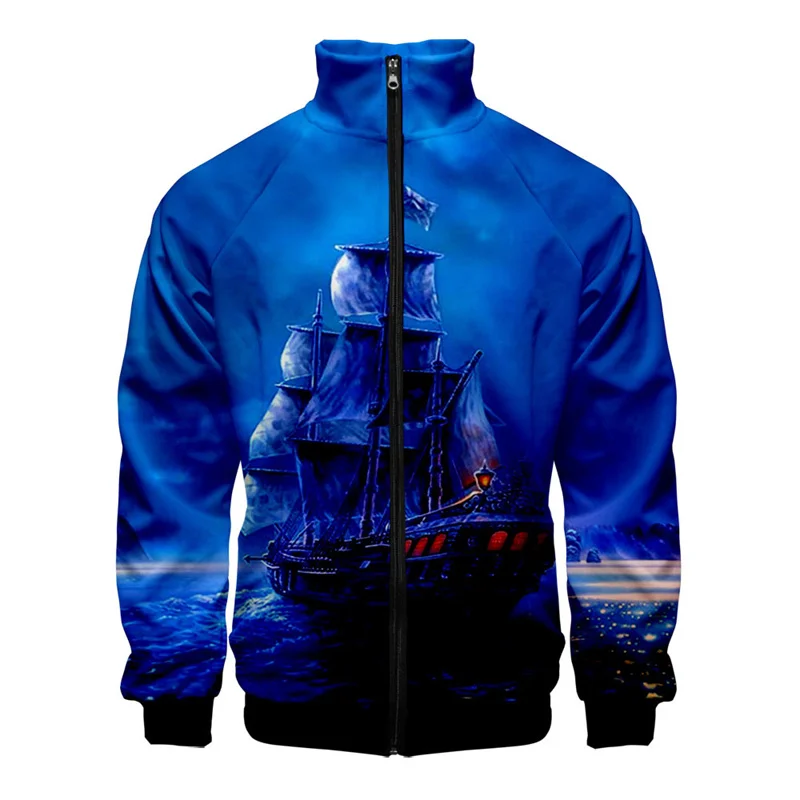 Retro Ocean Sailing 3d Printed Jacket For Men Street Oversized Long Sleeve Coat Personality Kids Tops Clothes Zipper Jackets