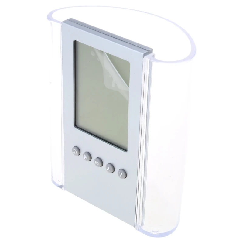 LCD Digital Alarm Meja Pensil Pena Pemegang Termometer Kalender