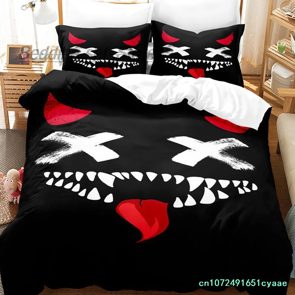 XOXO Devil Smiling Face Bedding Set Single Twin Full Queen King Size Bed Set Aldult Kid Bedroom Duvetcover Sets 3D Print 2022