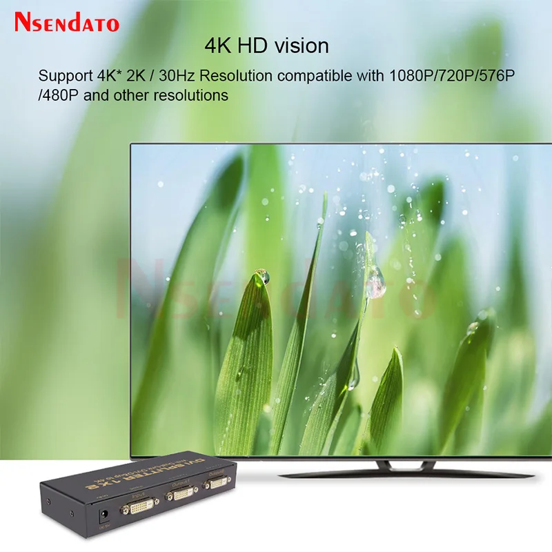 DVI Splitter 1X2 1 in 2 out DVI Switch Switcher 4K 1 DVI-D input و 2 DVI-D Output 2 Port DVI Splitter لشاشة التلفزيون PC #4