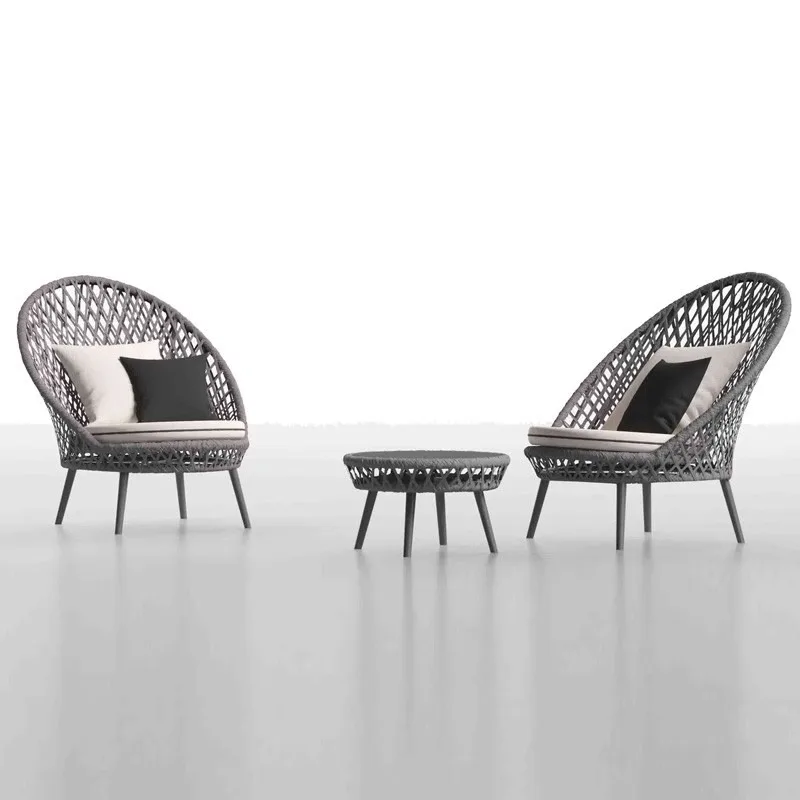 

Outdoor rattan chair three-piece set terrace courtyard sunroom hotel B&B outdoor home high-back bantam rattan chair