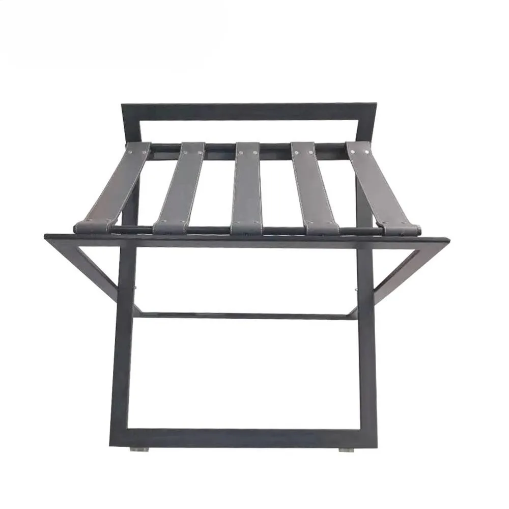 

Factory Wholesale High-end Hotels and Restaurants Stainless Steel PU Belt Luggage Rack luggage rack