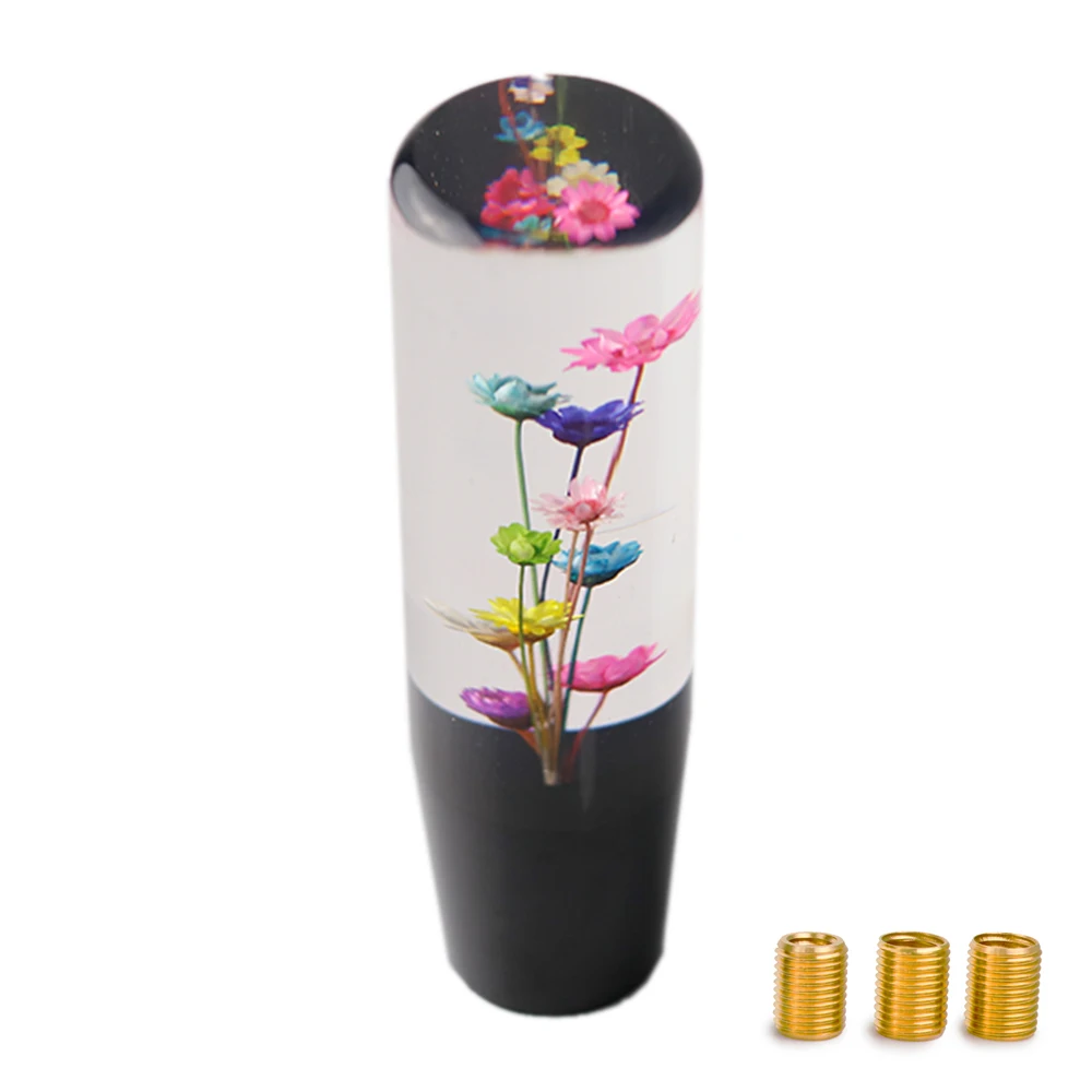 Car Styling Crystal Bubble Gear Stick Shift Knob Shifter With Real Flowers 15CM /10CM