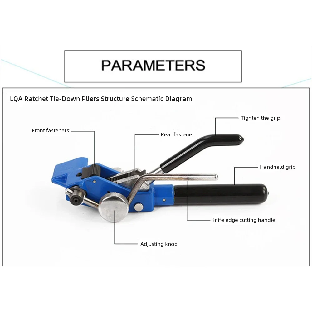 Self-Locking Stainless Steel Tie Pliers Clamp Strapping Gun Steel Tie Tightener Tie Cutter Tie Gun Bundling Tool Pliers