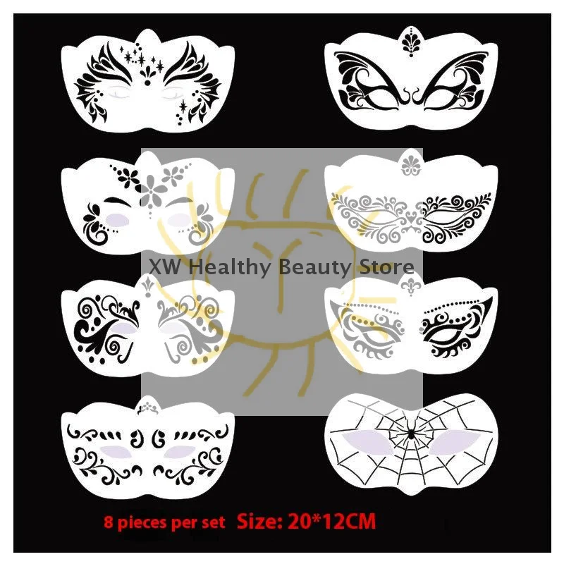 

Трафареты для краски для лица, профессиональные трафареты для краски для боди-арта, многоразовые для взрослых и детей, легко использовать шаблоны для вечеринок, инструменты для макияжа