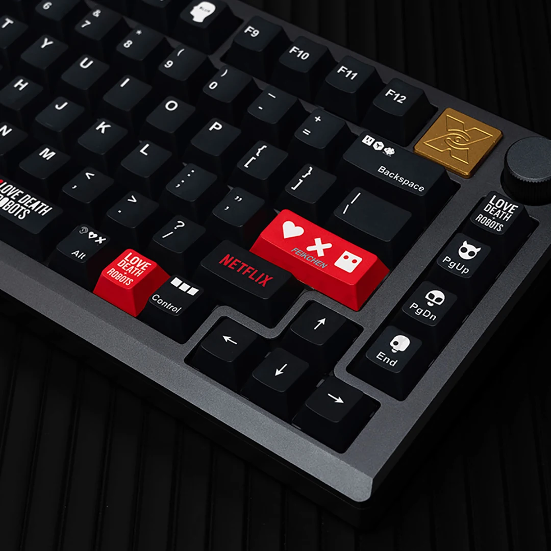 

SMVP 145 Keyss CHERRY Profile PBT Keycaps For Cherry MX Love Death Black Keycap For Custom Mechanical Keyboard Design Key Cap