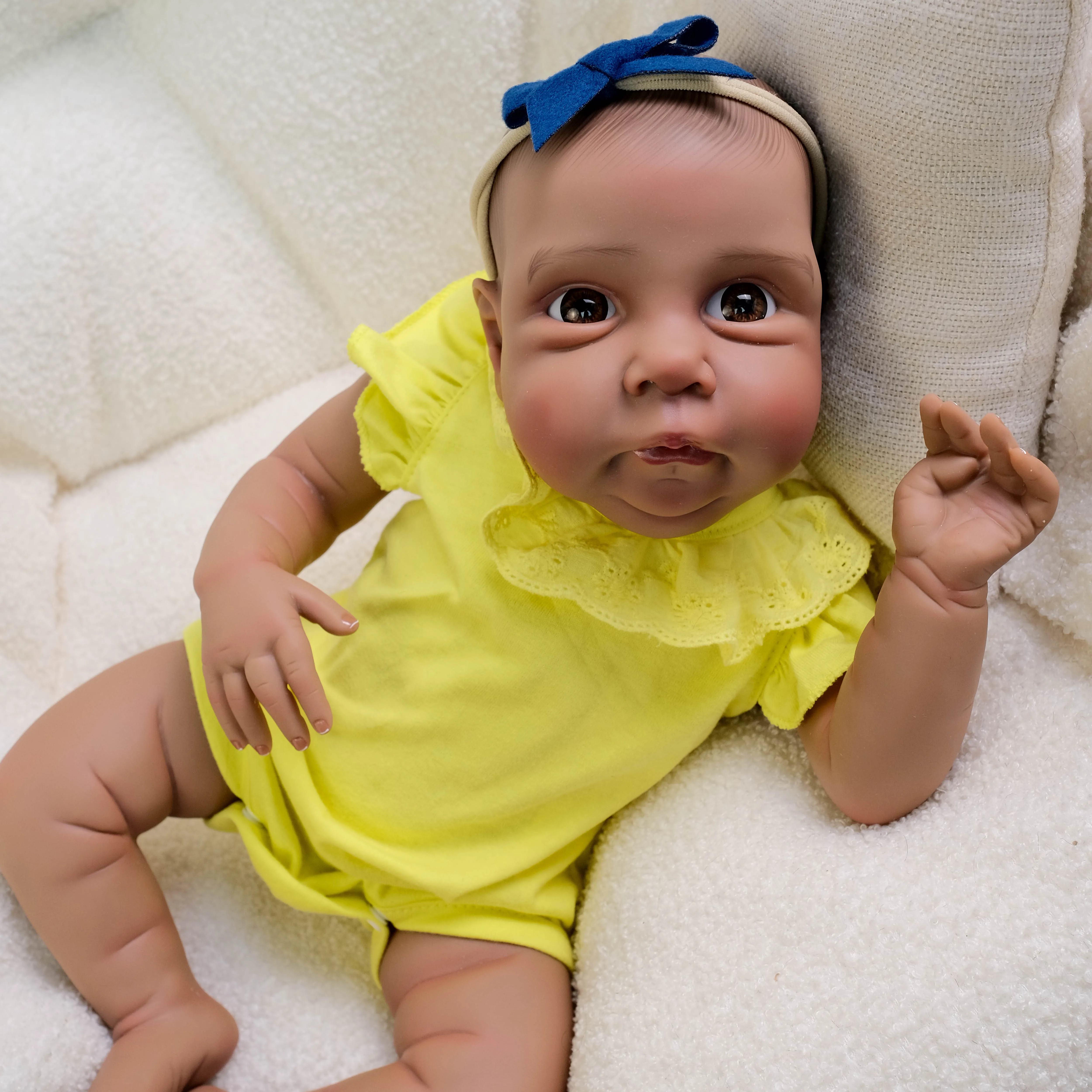 NPK 18inch Lifelike Reborn Baby Doll Miley - Soft Touch 3D Skin Painted Hair Visible - Already Painted Finished Doll