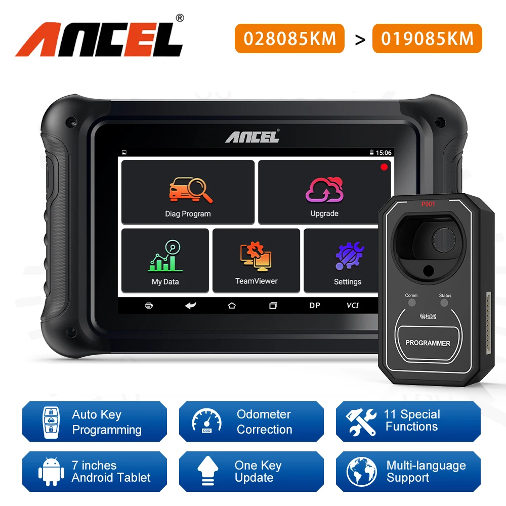 ANCEL DP500 Automotive Key Programmer Cluster Calibriation Professional Immobilizer Oil EPB DPF Reset OBD 2 Car Diagnostic Tool