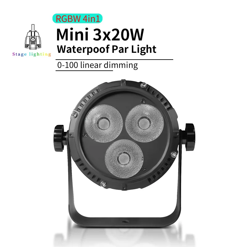 

3x20 Вт RGBW мини уличные водонепроницаемые номинальные фонари, подходящие для свадебных выступлений, театра, рождественского наружного сценического освещения
