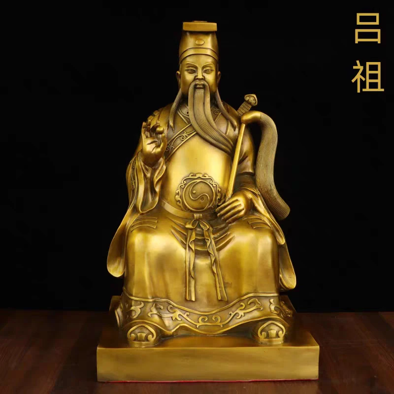 Pure Copper And Brass Lu Dongbin , Lu Zu'S , Lu 'S , Large Bronze Statue Of The True Master Lu Zun, For Hom