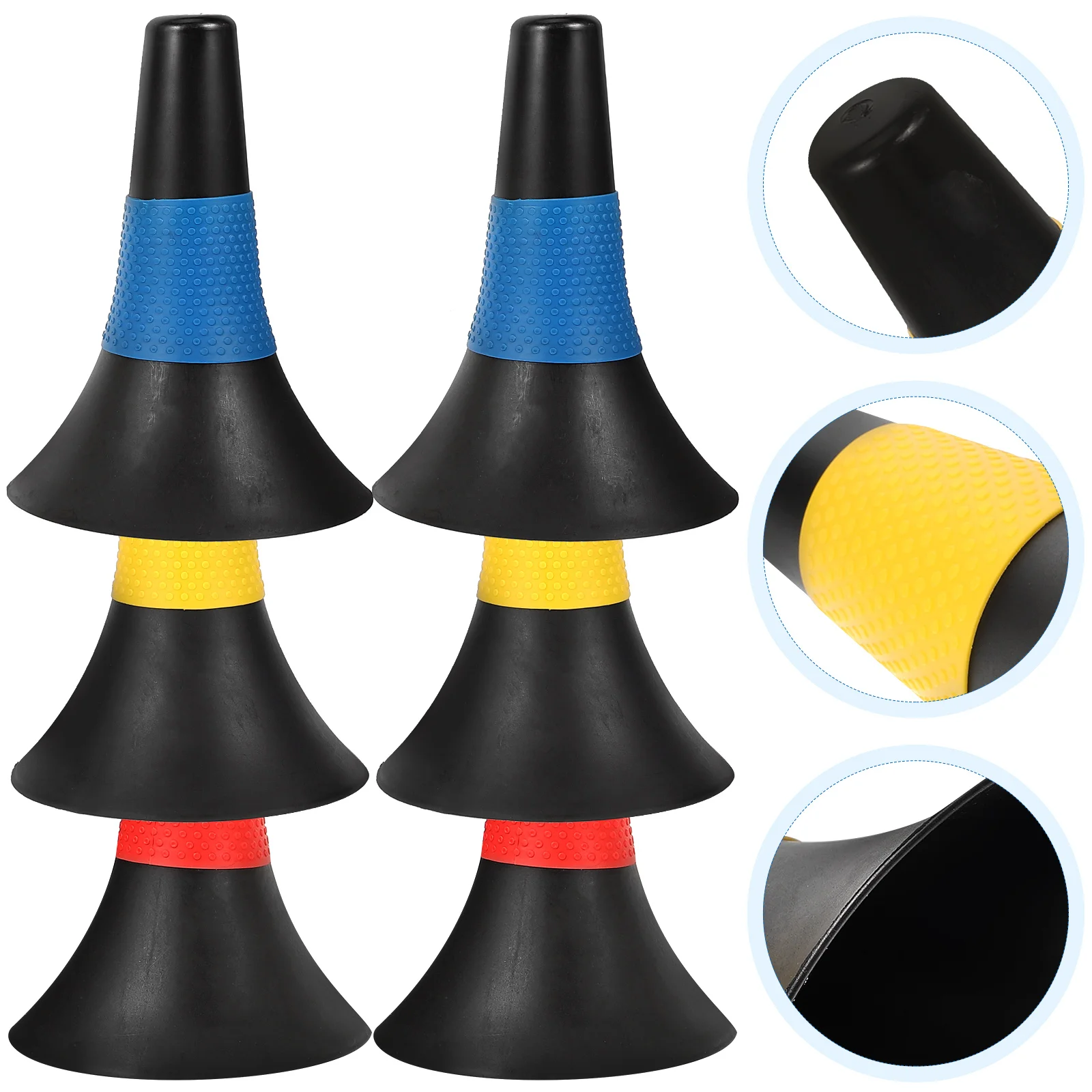 

6pcs Bright Color Safety Durable Pe Material Smooth Surface Soccer Training Supplies Traffic Cones Agility Hurdles Parking Cones