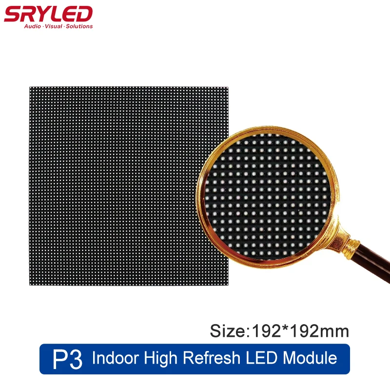 10pcs/lots SRYLED Indoor LED Screen Module P3 192mm×192mm 64 x 64 Dot Full Color HUB75 Church Backdrop LED Panel Module