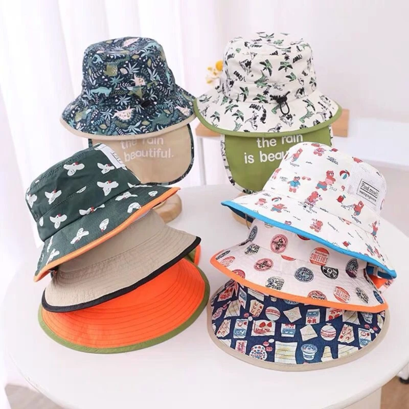 

Adjustable Summer Kids Bucket Hat with Neck Flap Outdoor Quick-Dry Baby Sun Hat for 1-3 Years Boys Girls Fisherman Hat Beach Cap