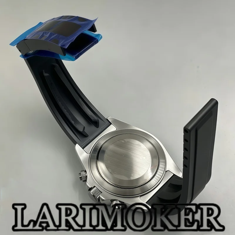LARIMOKER 39mm Quartz Chronograph VK63 Watch Three Eye Dial Sapphire Crystal Stainless Steel Waterproof Case Rubber Strap