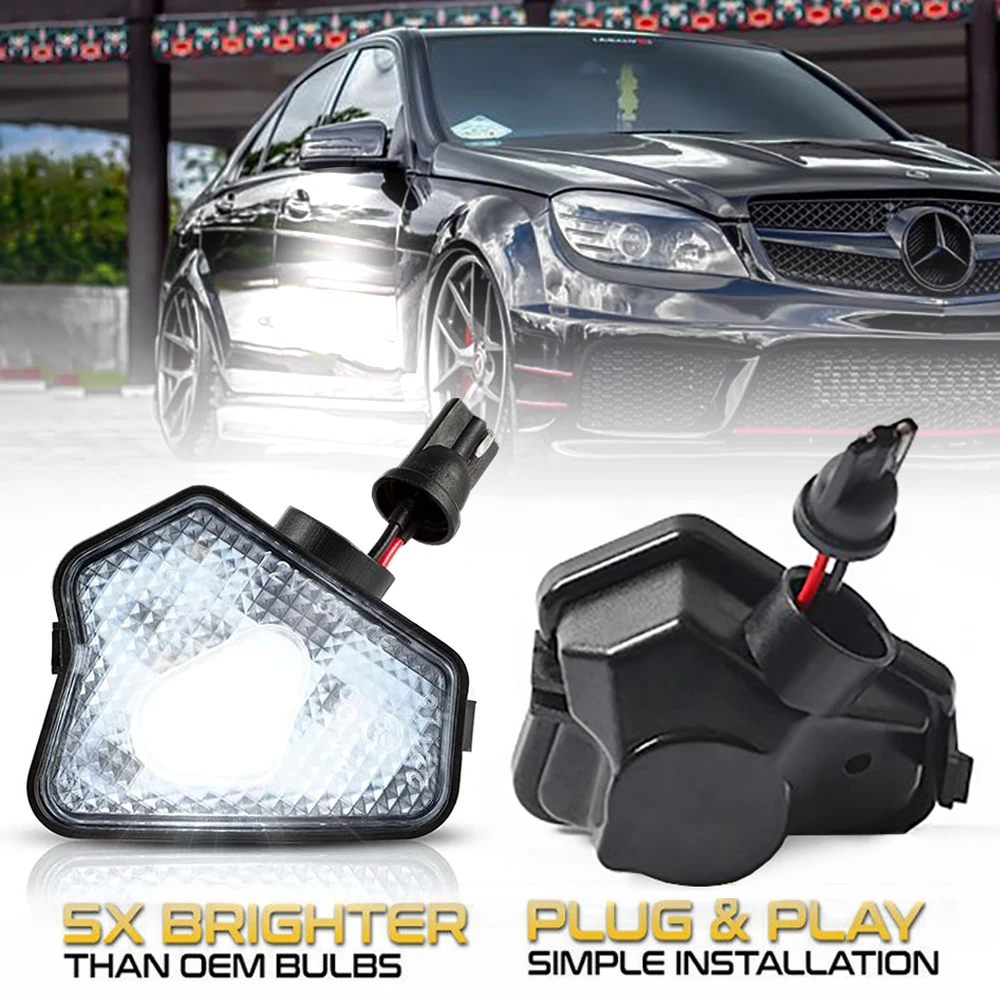 

2Pcs LED Under Side Mirror Light Puddle Lamps For Mercedes Benz W204 W212 W221 W176 W246 C207 X156 C218 X253 Car Accessories