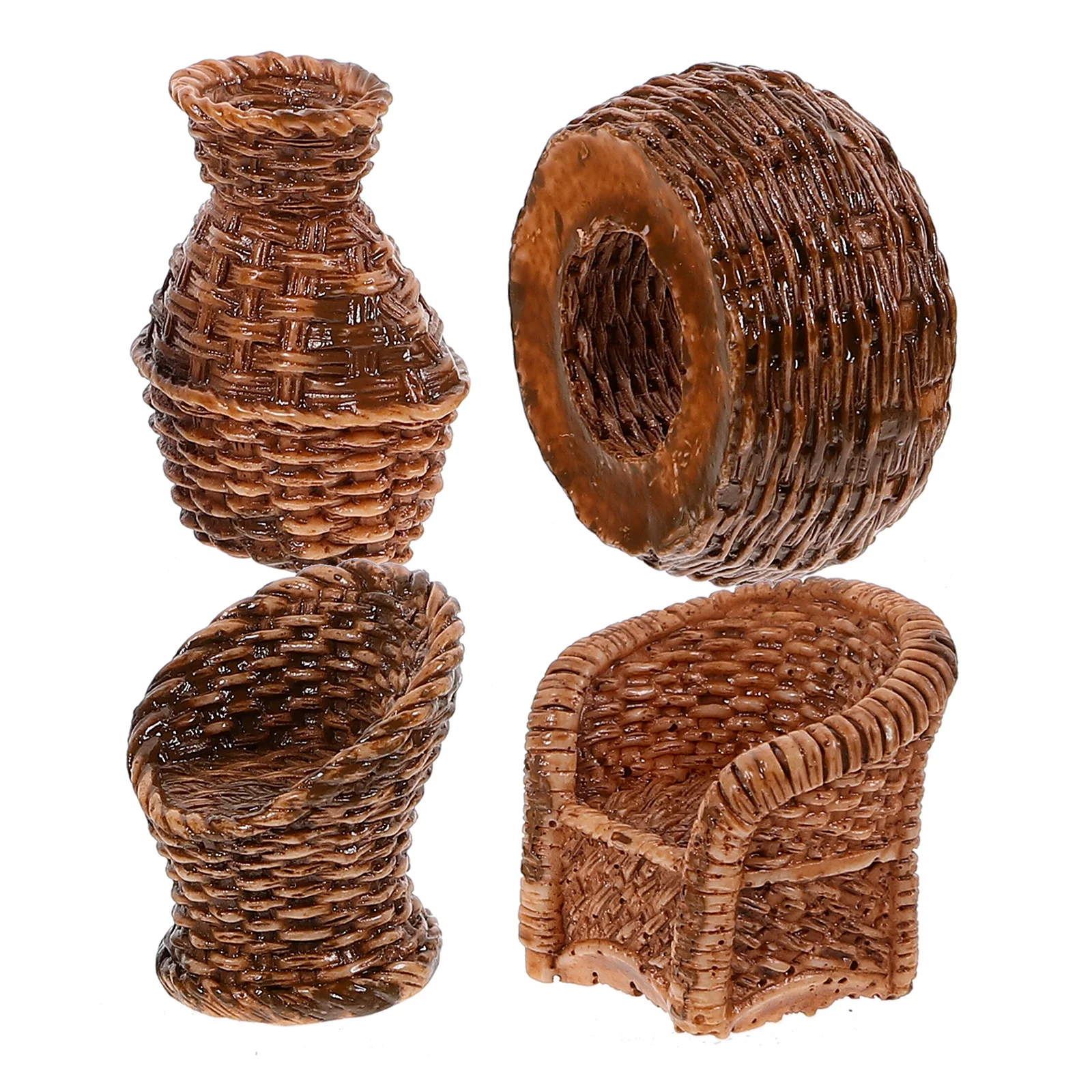 

Bamboo Jar Mini Table and Chair Model Ornaments for Crafts Resin Toy Room Decoration