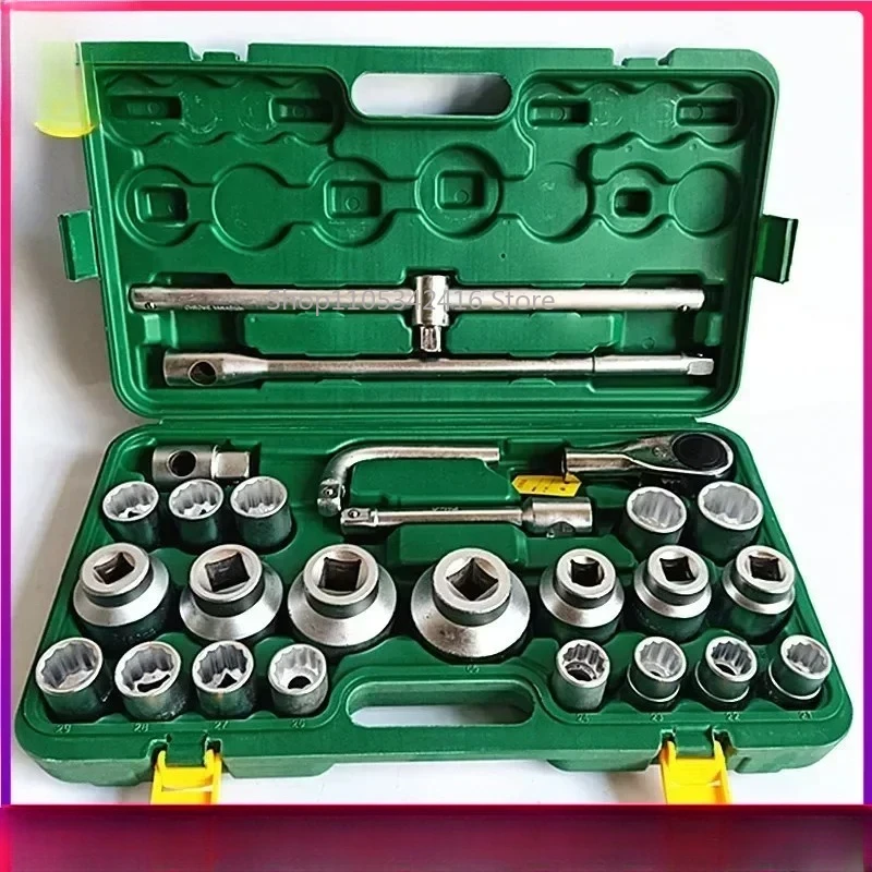 26PCS Heavy Duty Socket Wrench Set  Injector Tire Repair Tool Automotive Maintenance Tool Box for Diesel Engine