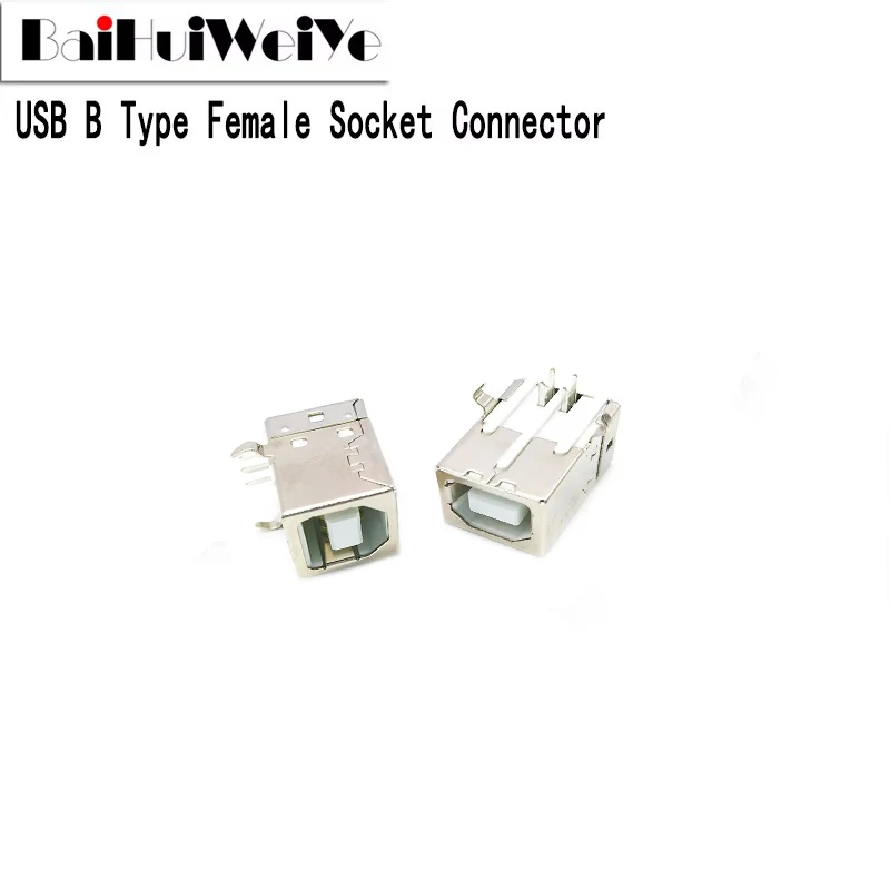 

10Pcs USB B Type Female Socket Connector G45 Printer Data Interface BF90 Degrees DIP