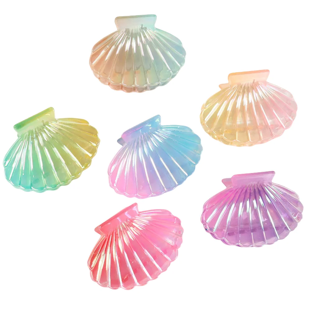Moda vintage concha garra de cabelo antiderrapante gradiente cor concha grampo de cabelo elegante retro beira-mar praia caranguejo clipe verão
