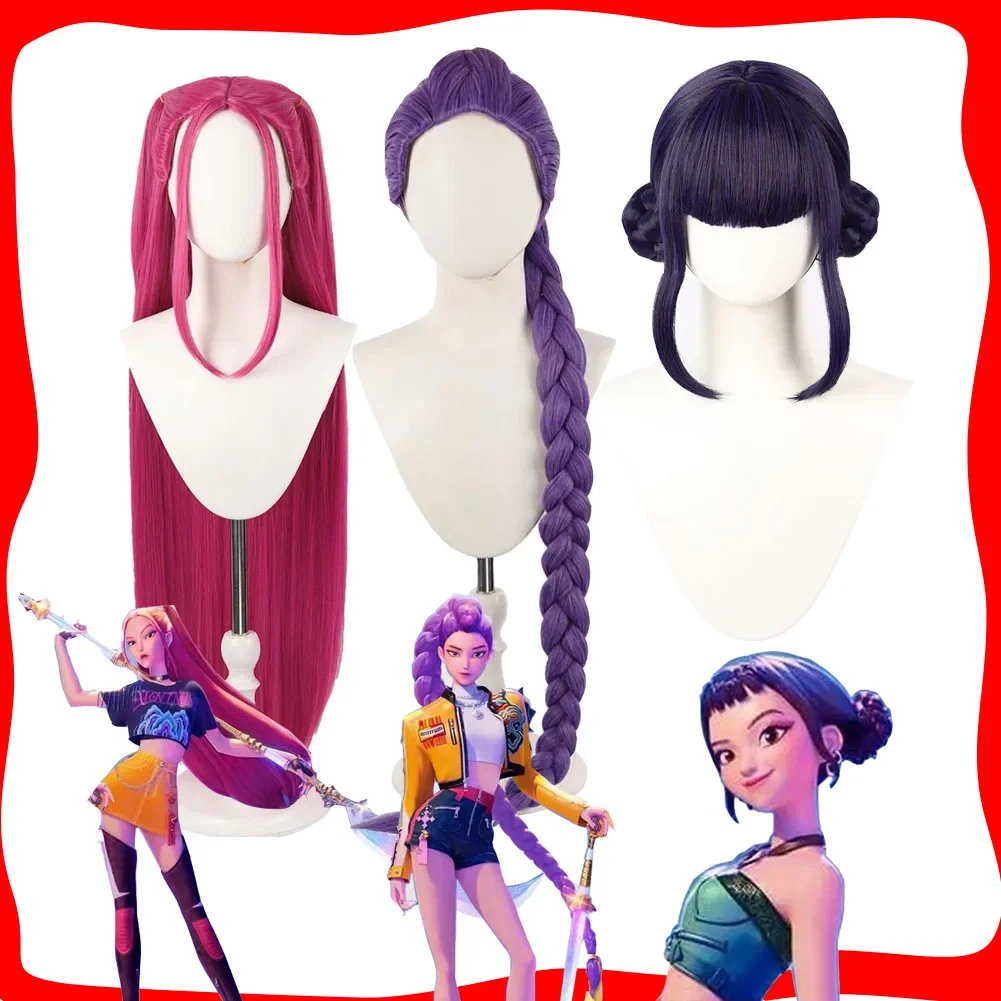 Disfraz de Halloween Rumi Mira Zoey KPOP Demon Hunter, peluca de Cosplay, disfraz de pelo para mujeres adultas y niñas, disfraz de Carnaval de Halloween