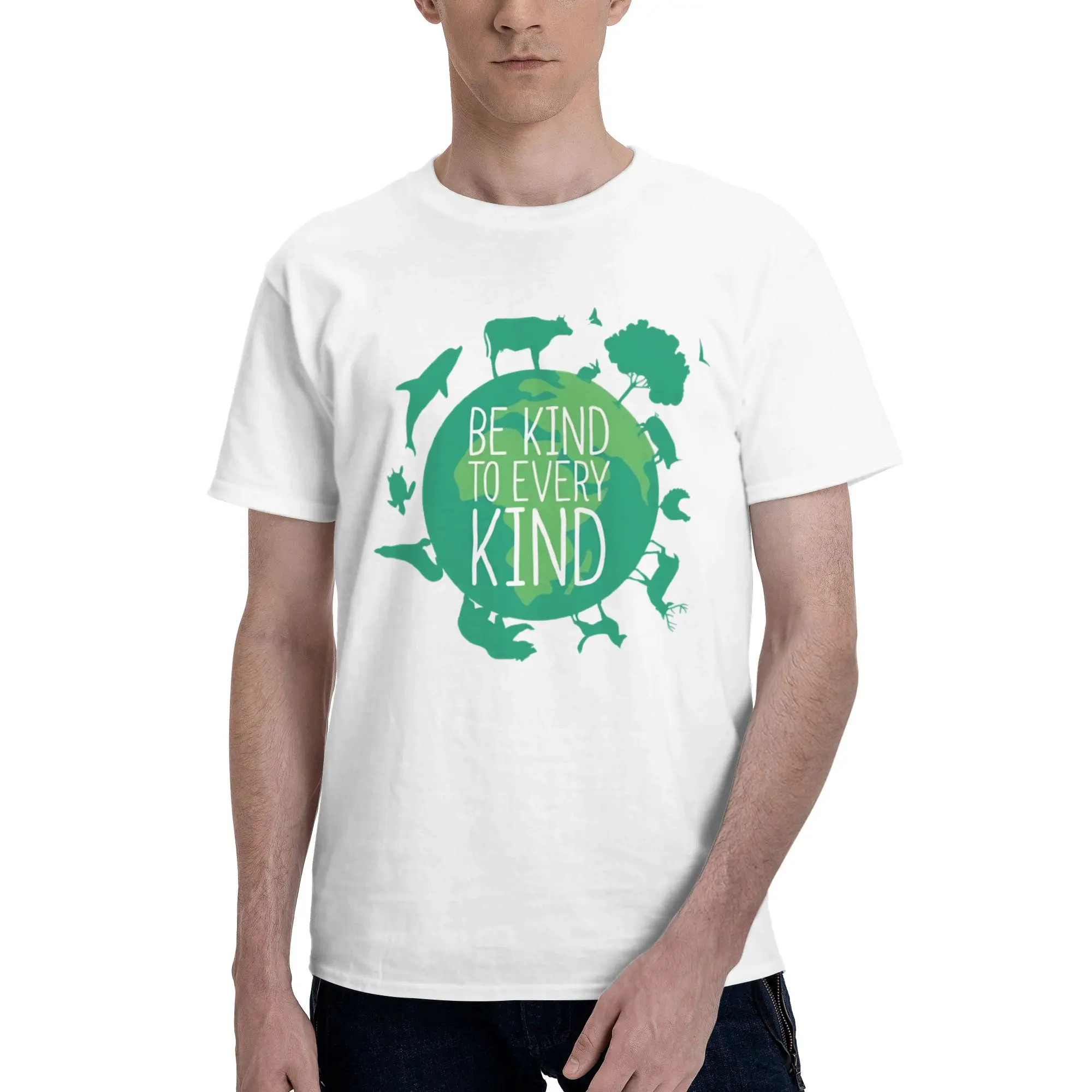 be kind to every kind Men T Shirts Protection Animal  Humor Tees Short Sleeve O Neck 100% Cotton Birthday Gift Clothing T-Shirt