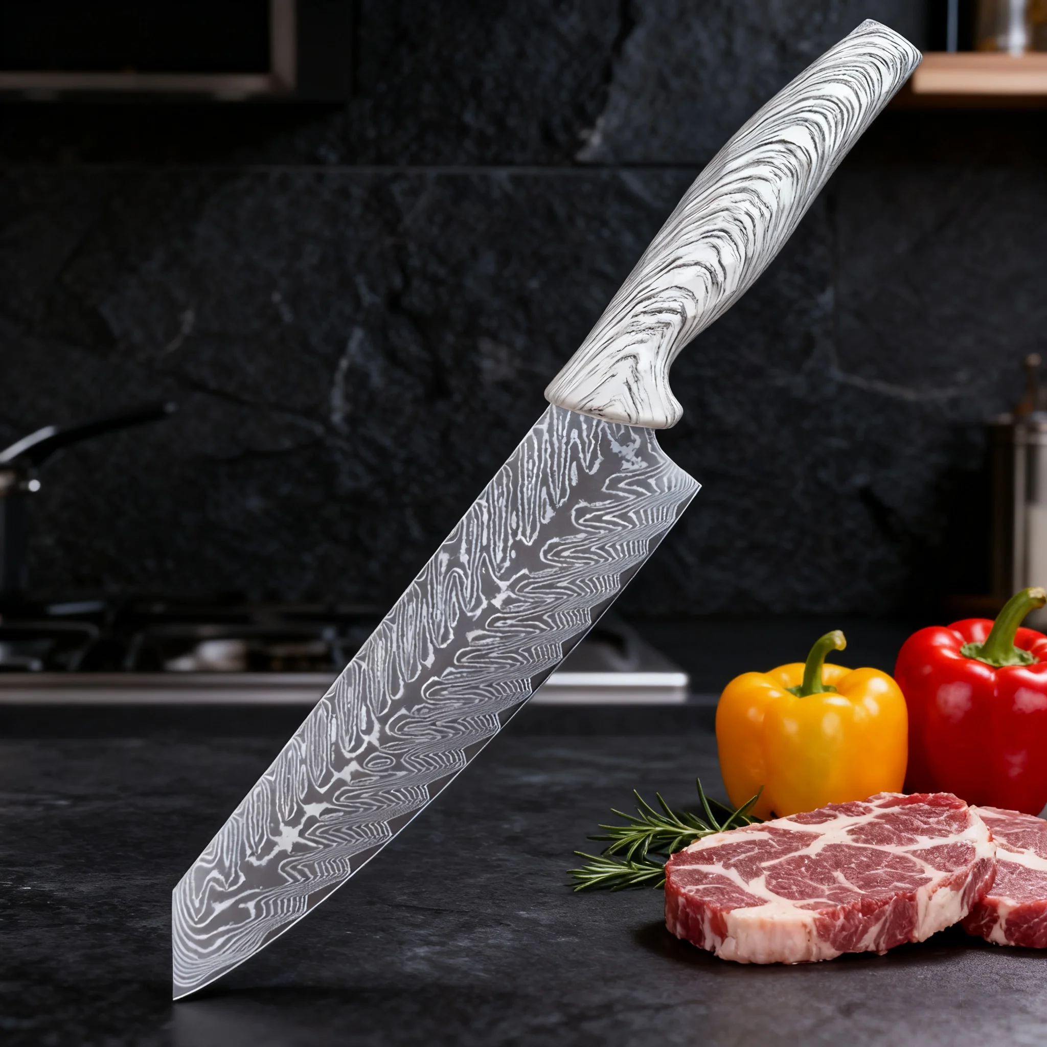 

Household Kitchen Knife 67 layer Damascus Steel Chef Knife Fruit Vegetable Slicing Knife Meat Cleaver Knife Kitchen Tools