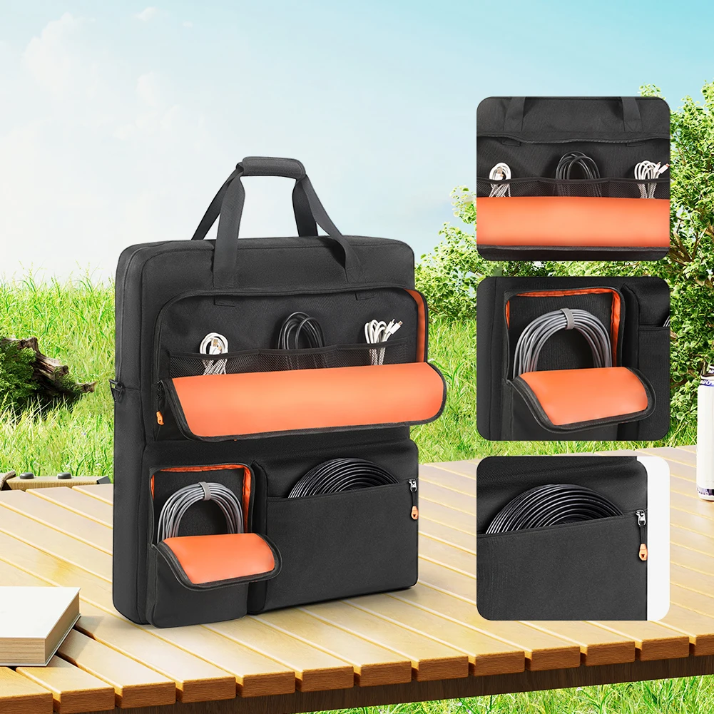 Padded Travel Solar Panel Organizer Large Capacity Solar Board Protective Handbag Multi-Pocket for Jackery SolarSaga 100W 200W view 3