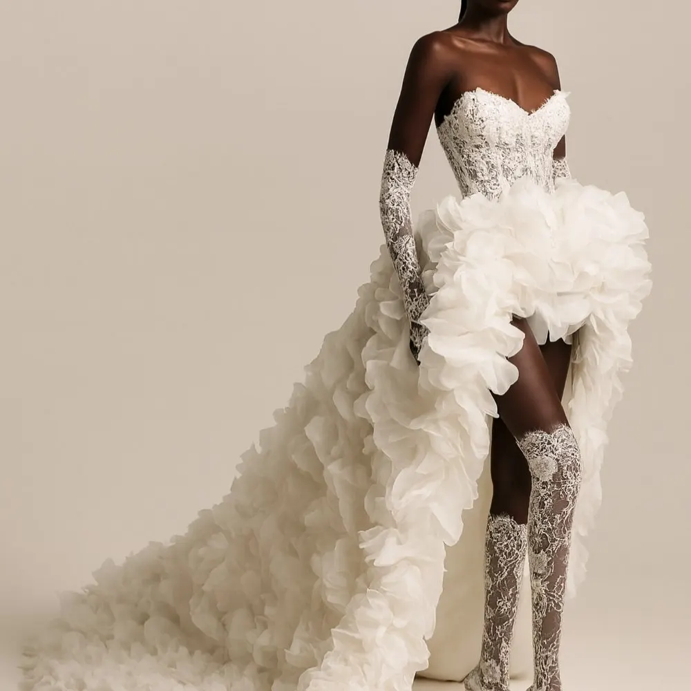 

Юбка с рюшами в стиле кутюр — элегантные свадебные юбки со шлейфом, кружевная юбка из органзы ручной работы с 3D цветами для вечерней вечеринки