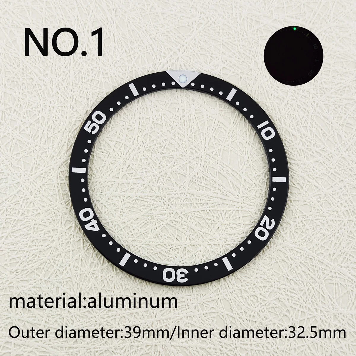 Flat aluminum Bezel Insert 39mm*32.5mm substitute watch insert ring luminous celebrities Watch Accessories all