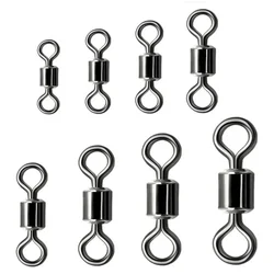 50PCS/Lot Fishing Gear Fishing Swivels Ball Bearing Swivel with Safety Snap Solid Rings Rolling Swivel Carp Fishing Tools