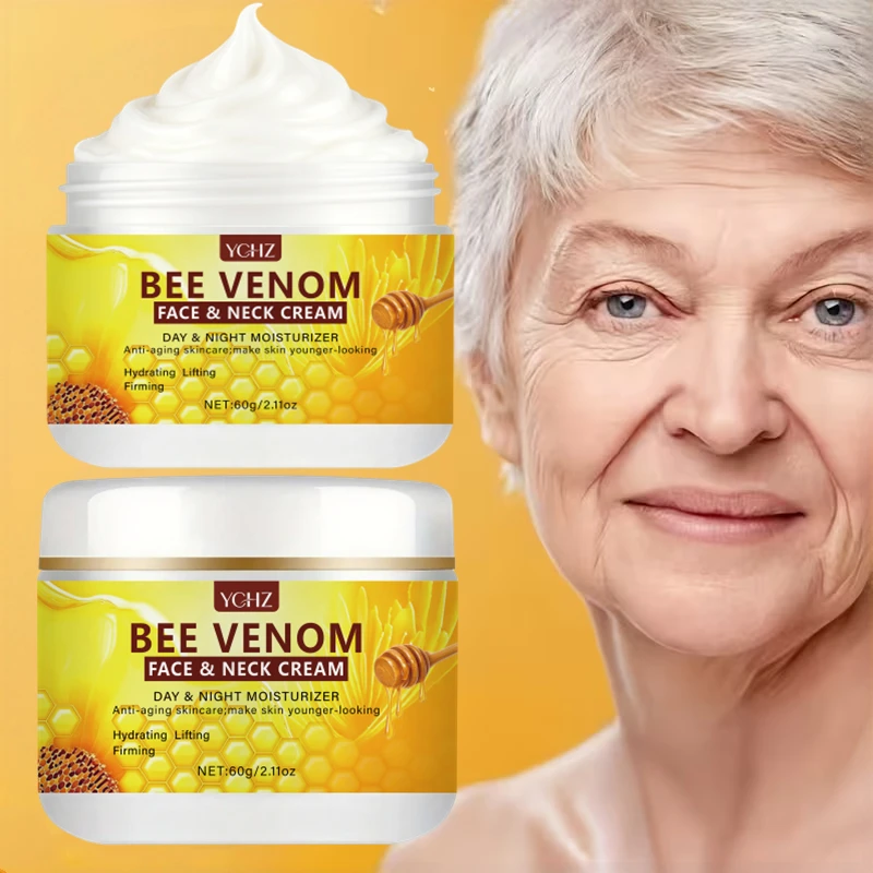 Bee Venom Face & Neck Cream, Dual-Effect Day and Night Firming and Moisturizing Cream, Contains Retinol, Collagen, Aloe Vera, and Niacinamide, Brightens Skin Tone, Improves Skin Texture, Deeply Hydrates, Locks in Moist