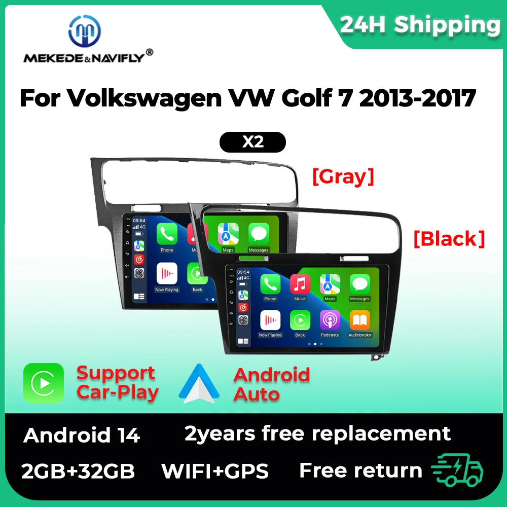 10 zoll Android 14 Drahtlose CarPlay Für Volkswagen VW Golf 7 2013-2017 Auto Radio 2 Din Stereo multimedia-Player Navigation GPS