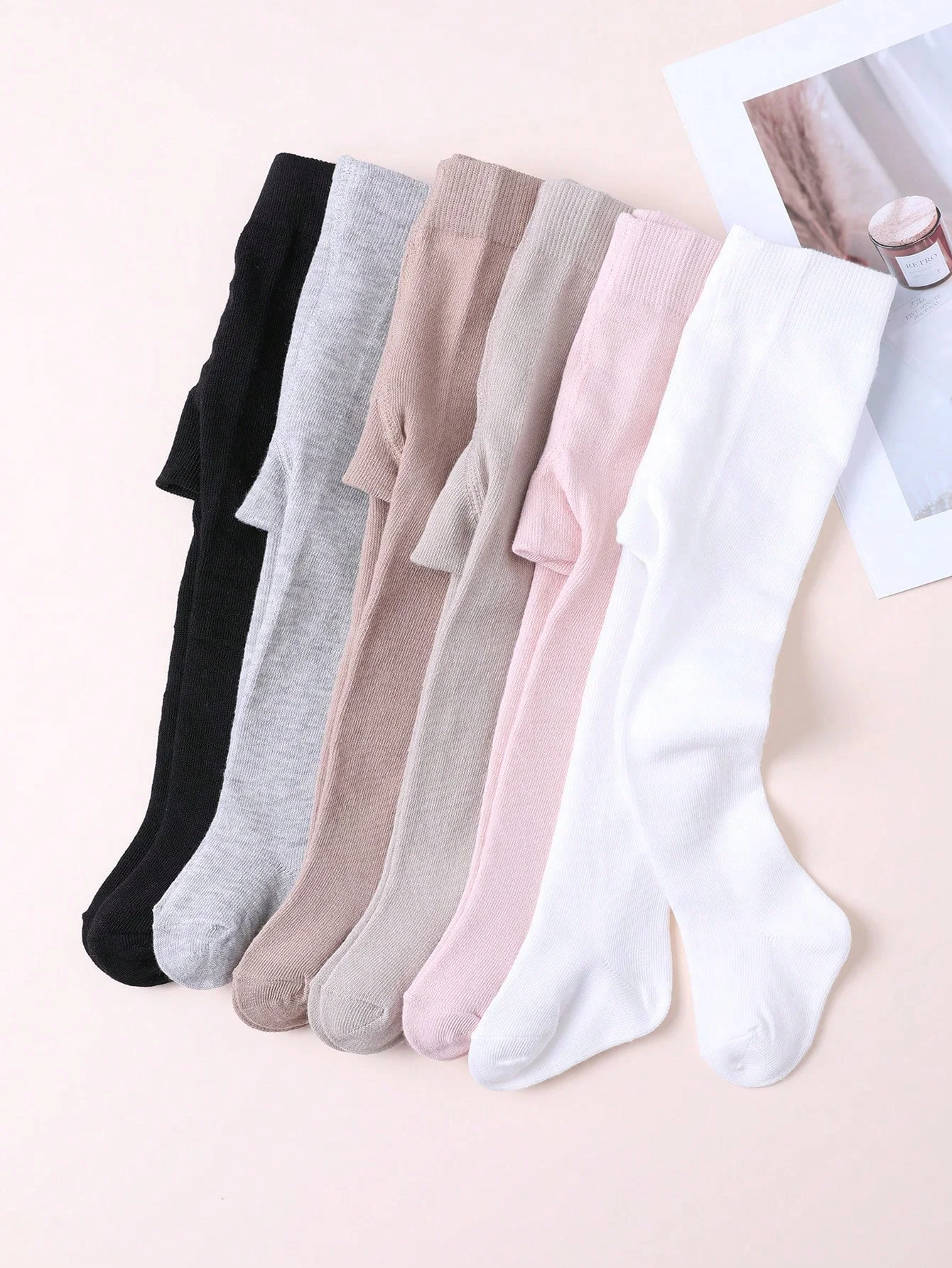 

6 Pairs Baby Girls Soild Color Pantyhoses,Kids Fashion Soft and Elastic Waist Leggings,Cute Tight Pants for 1-12 Years Childrens