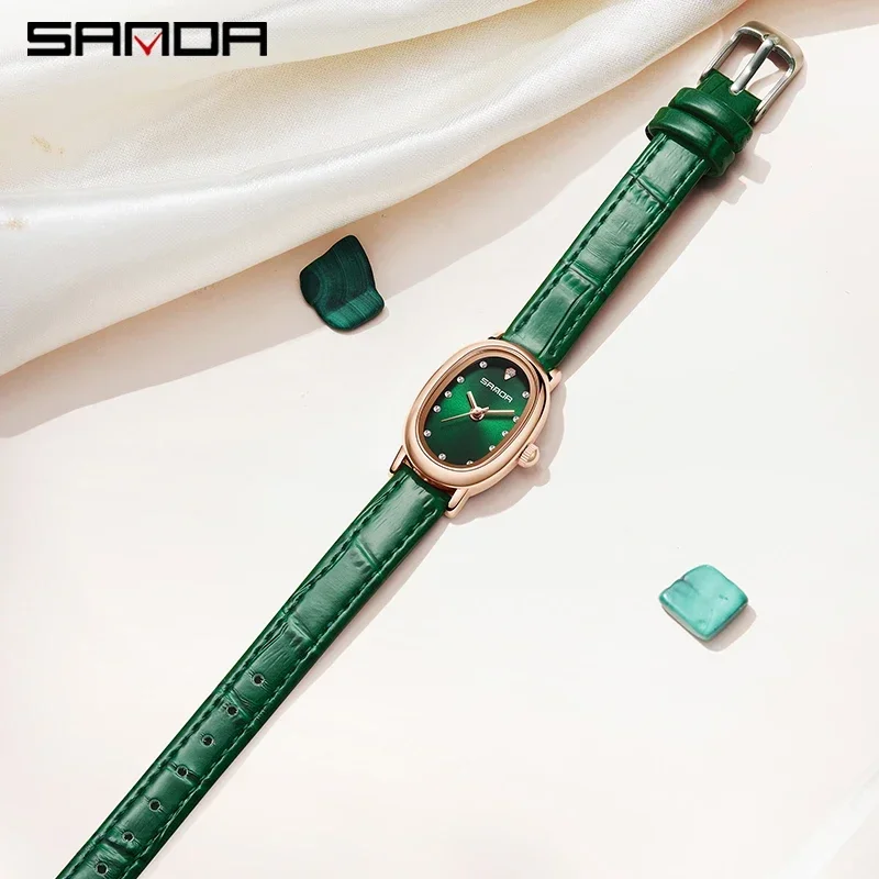 SANDA Top Brand Ladies Elegant Oval Dial Quartz Business Classic Simplicity Watch Waterproof Sports Women Bracelet Reloj Mujer