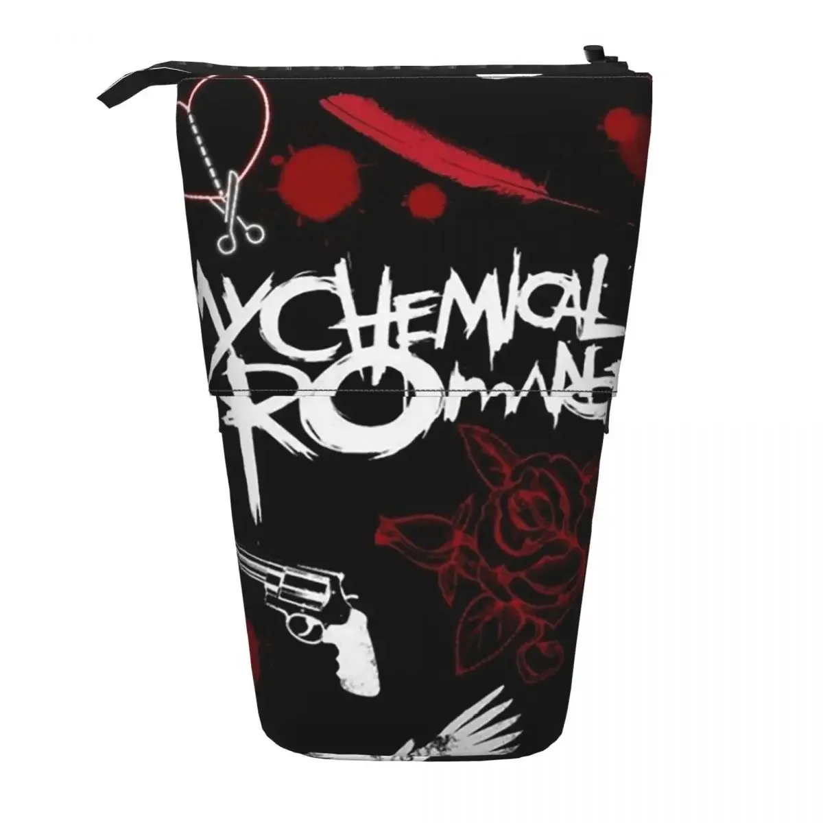 Mcr Band Punk Rock My Chemical Romance Reversible Pencil Case for Kids School Pen Box Pencil Bag Stationery Supplies