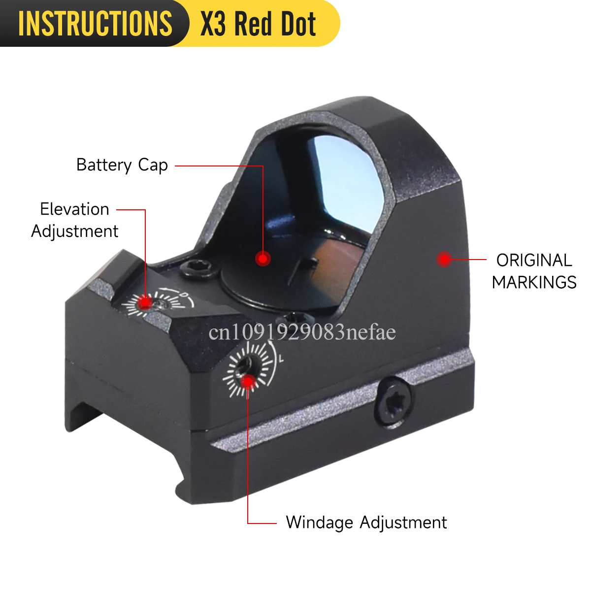 Original Hunting Optics X3 PRD/MPRD 3 MOA Red Dot Sight for RMSc Footprint Cut Reflex Holographic Dot Sight Scope