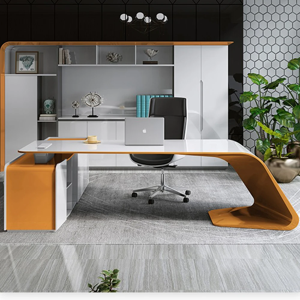 Luxury Modern Extendable Foldable Wooden Executive Office Desk with Computer Desk and Chair Modular Design