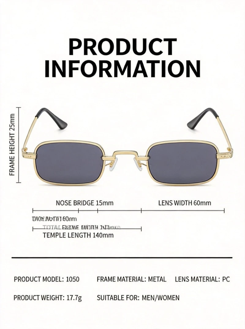 New Small Frame Square Sunglasses Trendy Colorful Men and Women Metal Sun Glasses Summer Fashion Street Photography Glasses - view 6