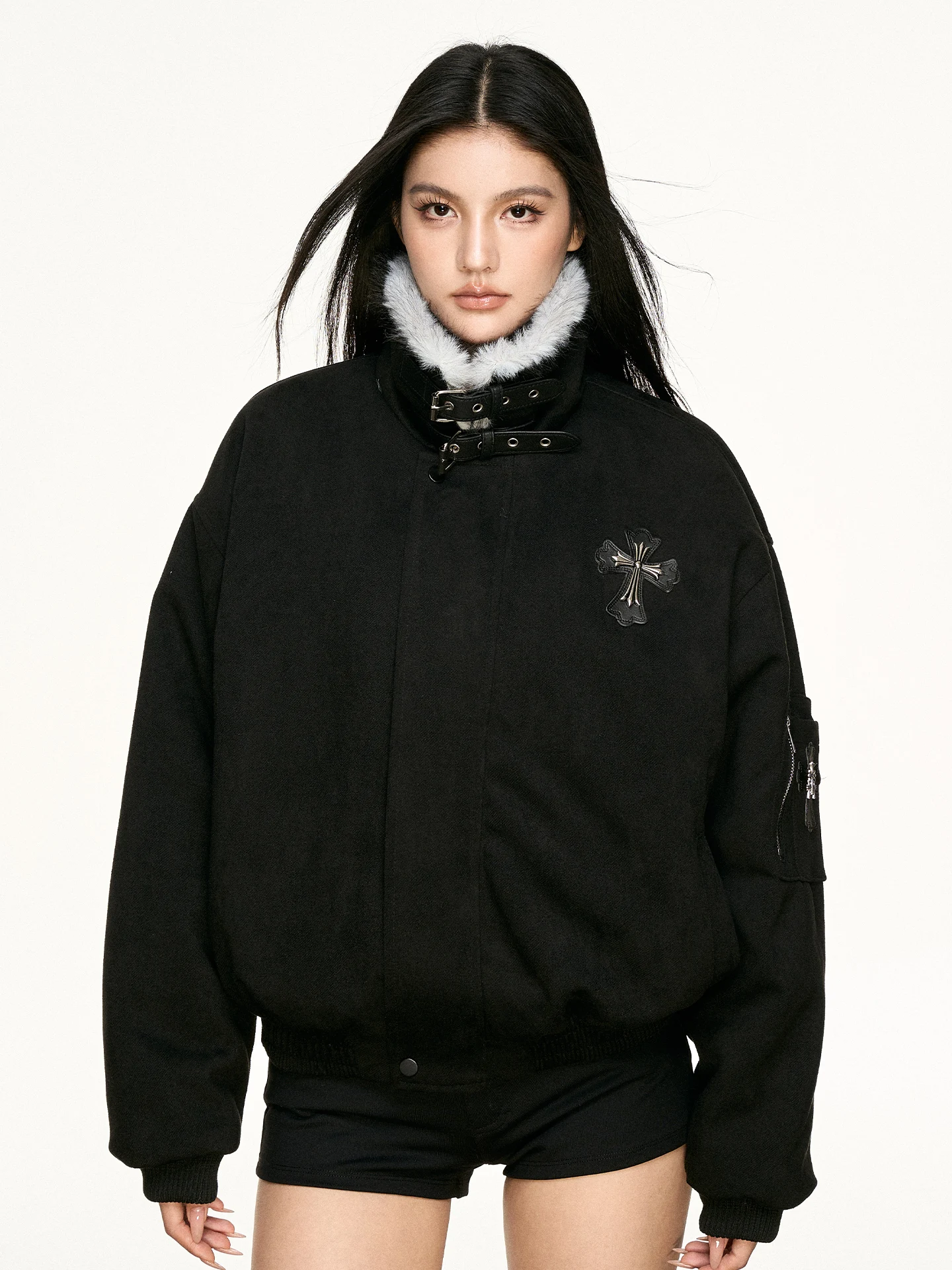 

Женская зимняя утепленная куртка-парка Aaisup American Style из хлопка с флисом, с воротником-стойкой, теплая, модная, короткая верхняя одежда