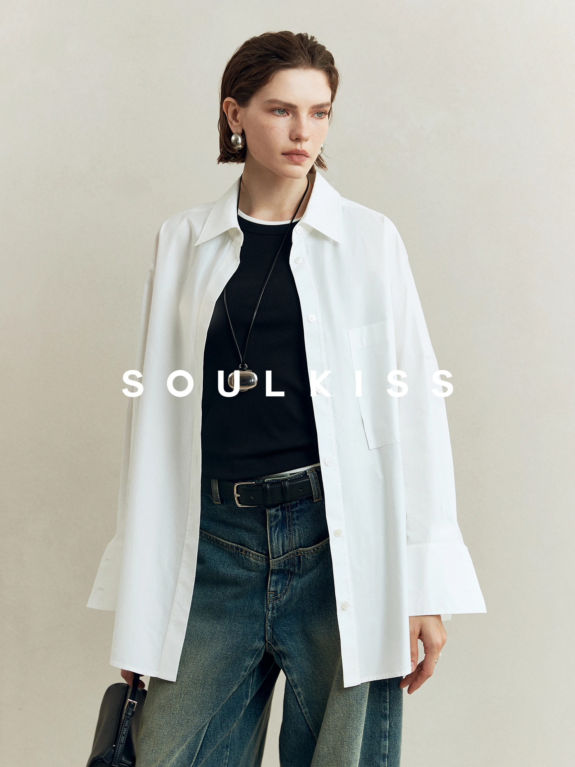 

Платье-рубашка Soulkiss из длинного бархатного хлопка, свободного кроя, модное, стройнящее, женское, деловое, повседневное, зимняя коллекция X2405268