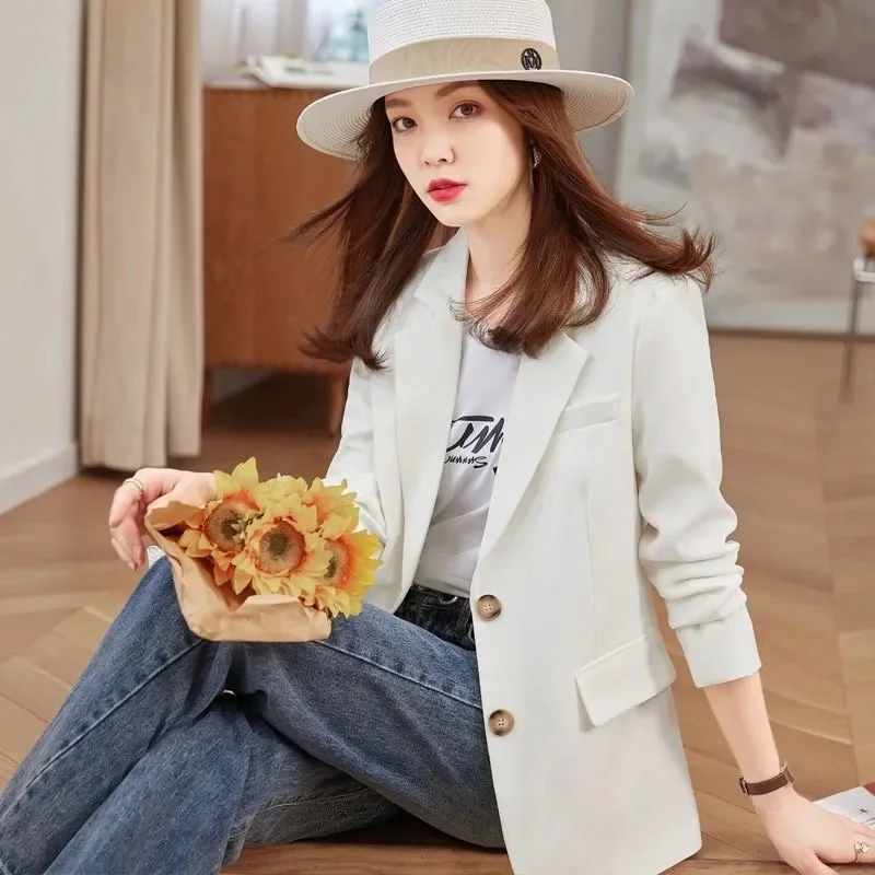 Elegant Solid Suit Jackets Long Sleeve Button Up Autumn 2025 Outwear Tops Office Lady Women Commute Fashion