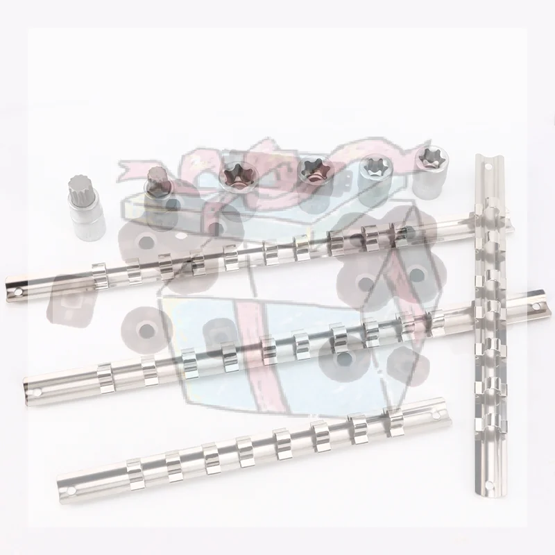 【CC】3/8 Inch Socket Storage Rack Stainless Steel With 8/10/11 Clips Socket Storage Rack For Storing Loose Socket Rail