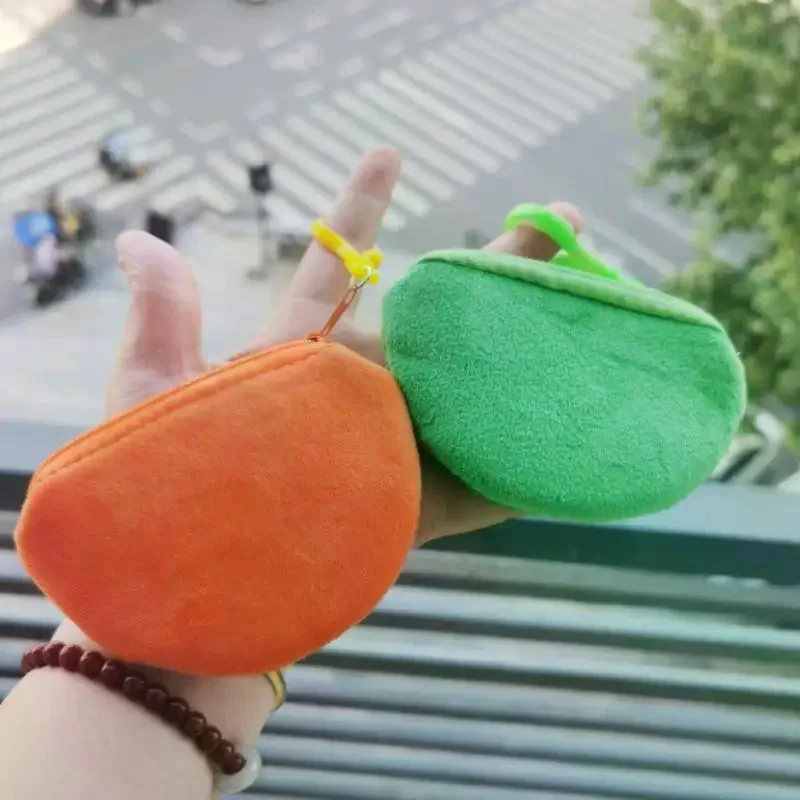 Cute Plush Fruit Slice Wallet Soft Coin Purse Zipper Earphone Storage Keychain Charm Cartoon Mini Card Bag Students view 6