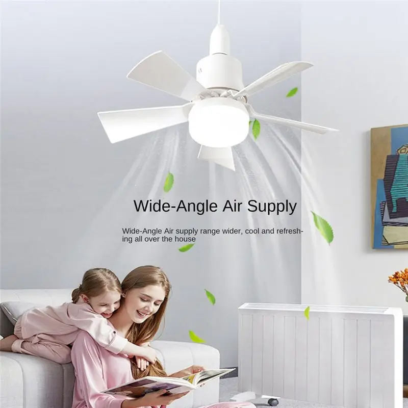 ABMH-Socket Fan Light Small Ceiling Fan With Light And Remote, Screw In Ceiling Fan Light For E27 Base, For Bedroom Kitchen Dura
