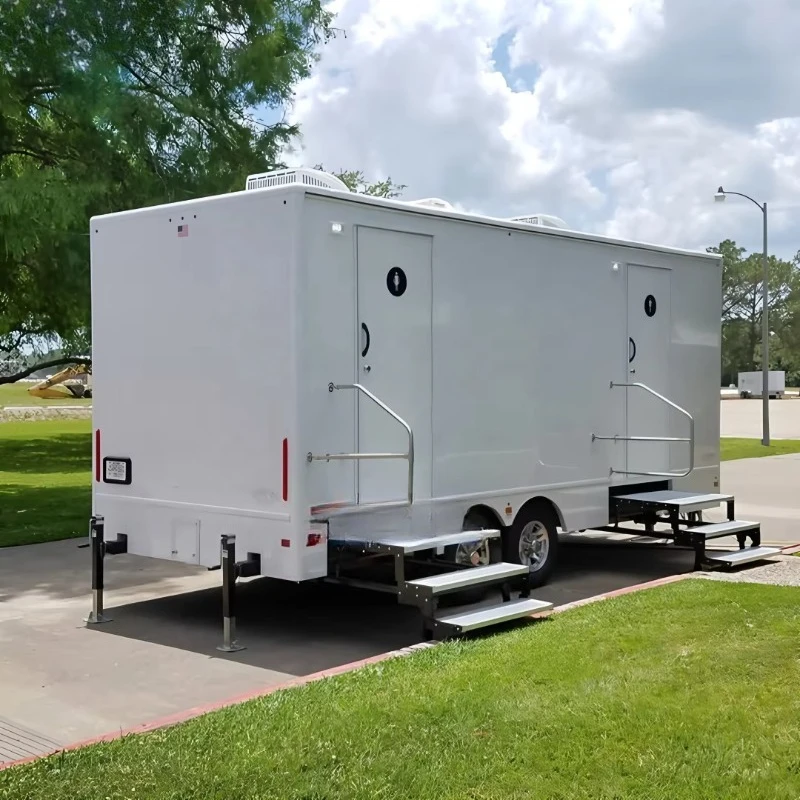 Customized Luxury Mobile Restroom Trailer With Toilet Shower Room & Foldable Handrail For Outdoor Event Construction