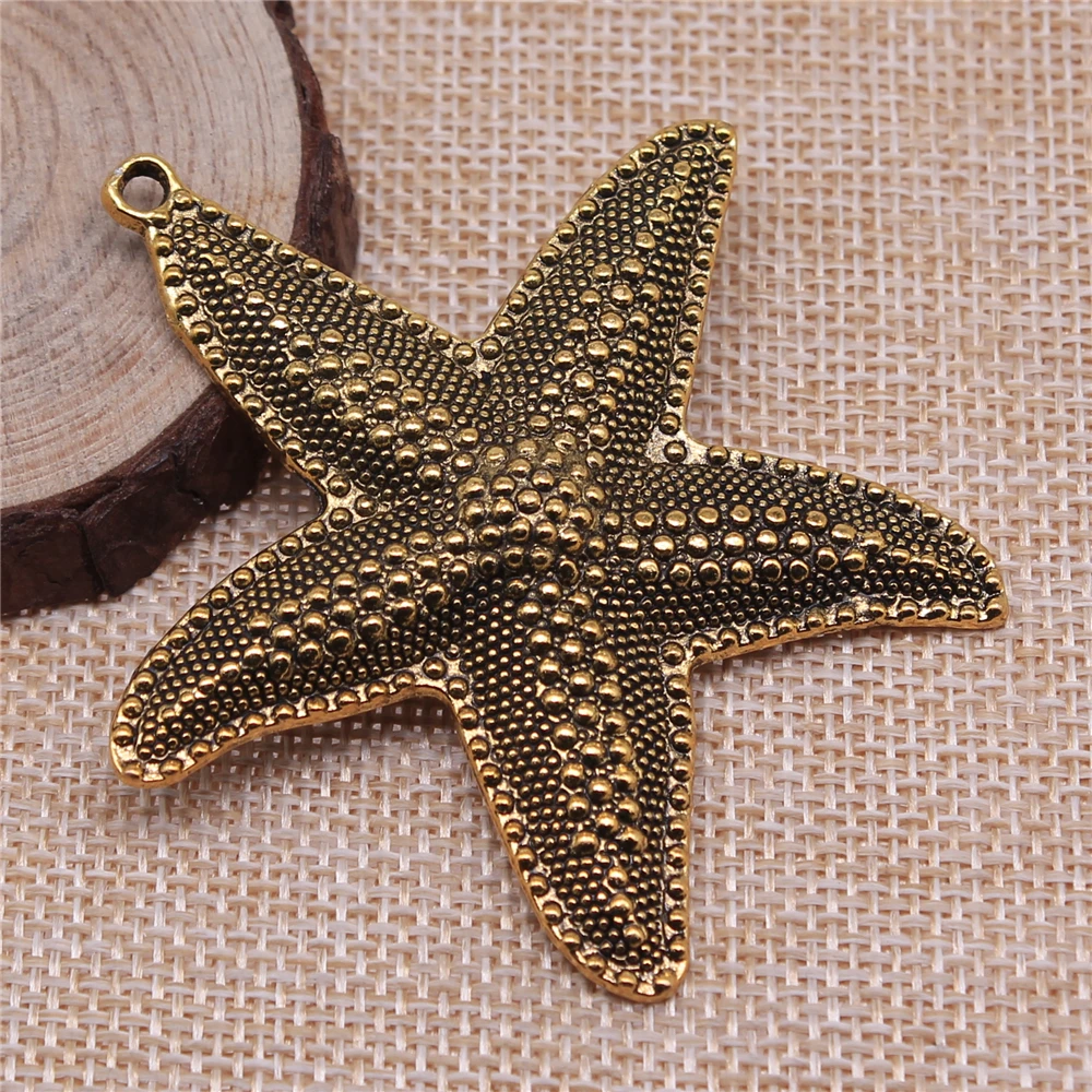 WYSIWYG 1pcs 67x63mm Big Starfish Pendants Antique Silver Color Big Starfish Charm Big Starfish Charm Pendants