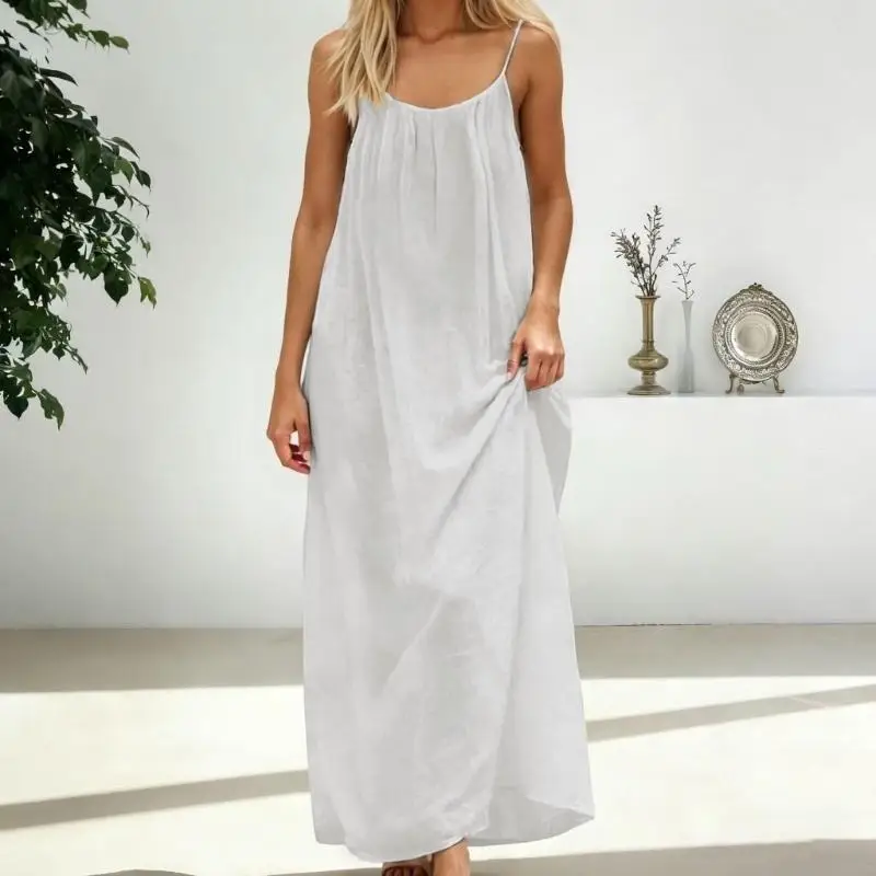 L38E Women's Backless Loose-fitting Resort Long Dress