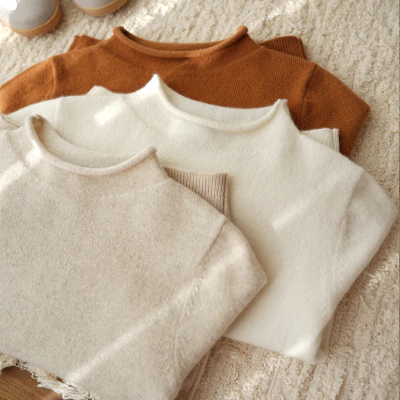 Kids Half Turtleneck Solid Knit Top – Rolled Hem Base Layer for Boys Girls Soft Stretchy Winter Sweater Winter Clothes for Girls