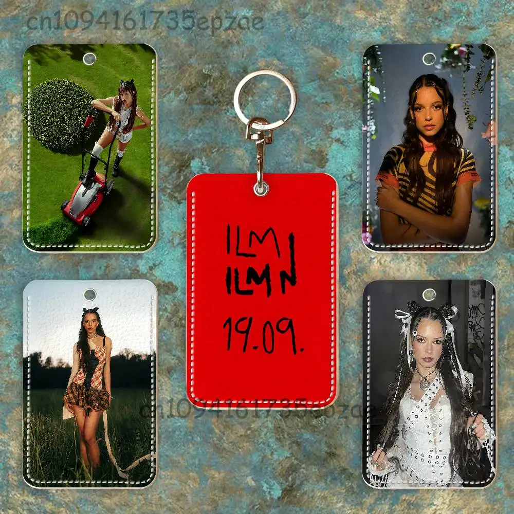Nina C-Chuba Ich Lieb Mich Rectangle Card Case Keychain Access Card Bag Key Tag Ring Leather Card Holder Key Ring Access