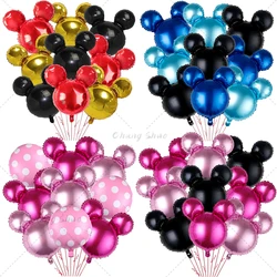 9pcs Large Disney Mickey Minnie Mouse Head Aluminum Foil Balloon Birthday Party Decor Supplies Baby Shower Air Globos Kids Toys